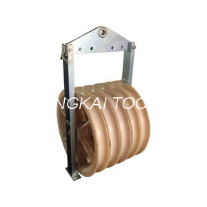 508mm 3-Roda Nylon Double Sheave Pulley Block Untuk Pembinaan Elektrik
