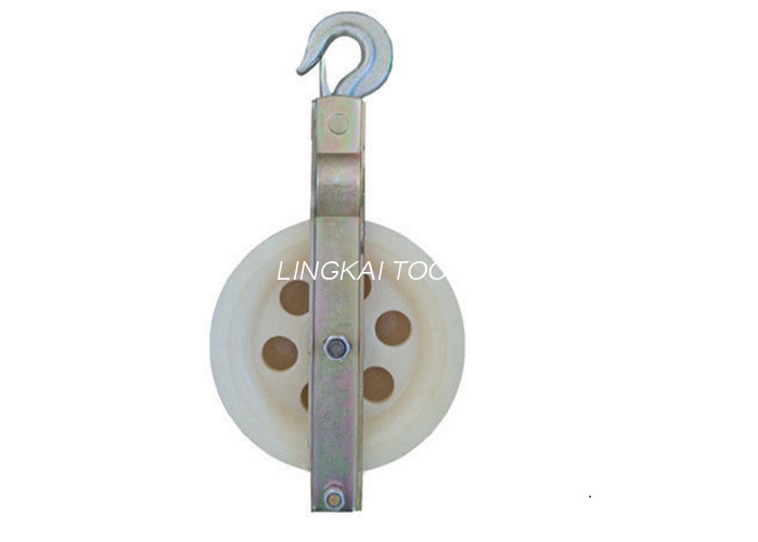 Berat Ringan 10KN Nylon Single Sheave Stringing Block, Hook Dan Gaya Clevis