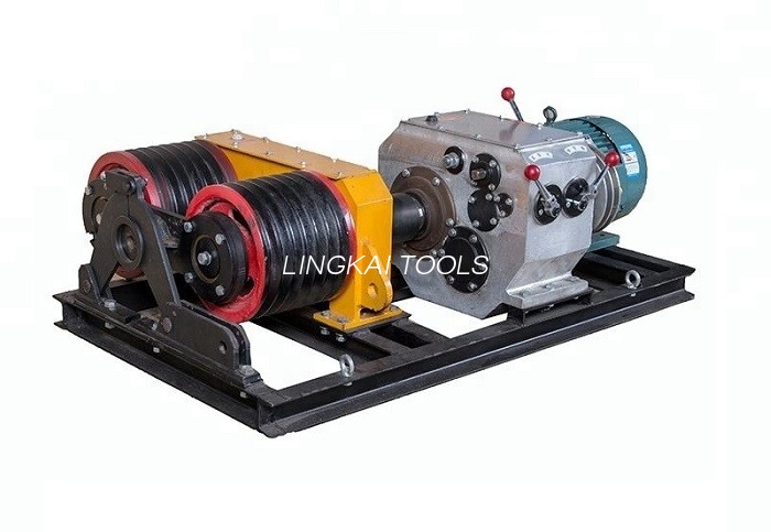 Double Capstan Mortor 5 Tan Winch Pembinaan Kuasa 50KN Dengan Enjin Elektrik