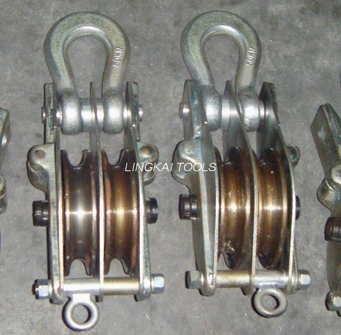 QHS 50KN Dual Sheave Hoisting Tackle Dengan Kedua-dua Sisi Membuka Besi Angkat Blok