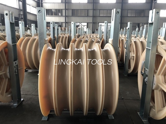 Dihimpunkan Tiga Nylon Wheel Conductor Stringing Blocks Untuk Talian Penghantaran